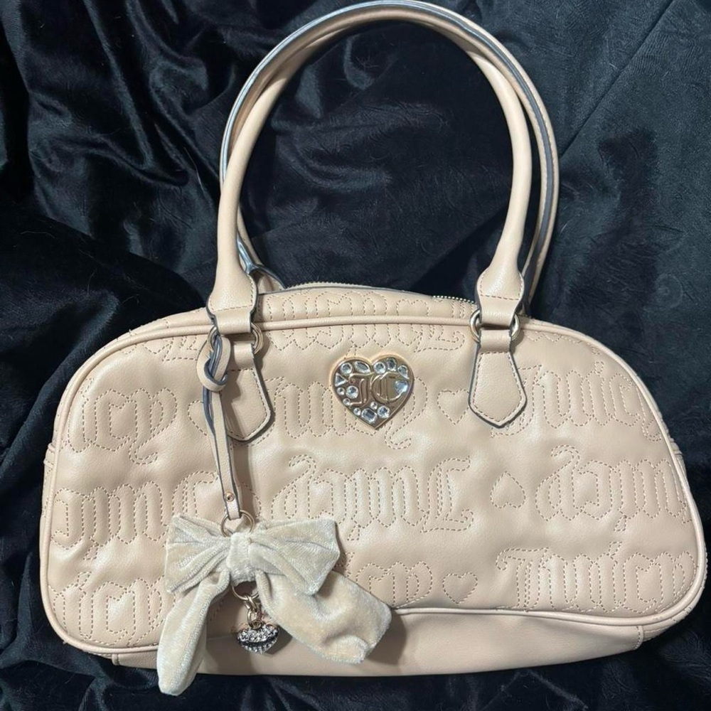 Juicy Couture Beige Shoulder Bag with Heart Charm